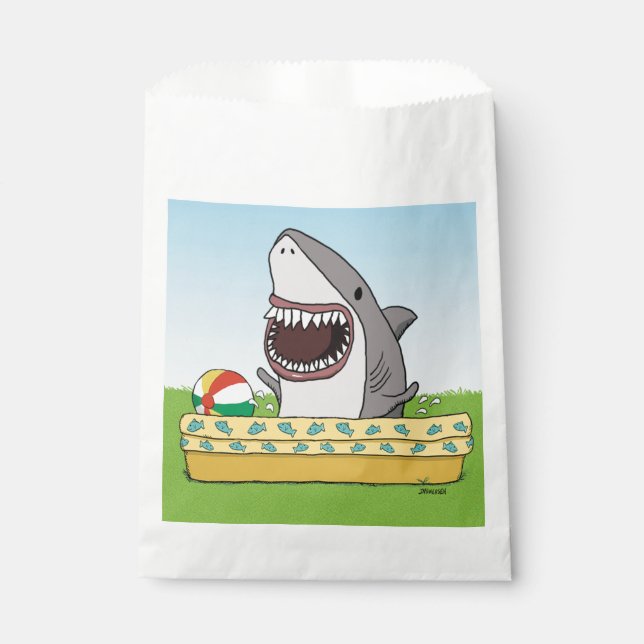 Cute and Funny Happy Shark in Pool  Favour Bag (Front)