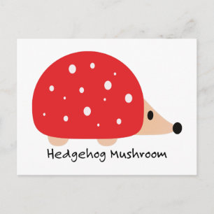 Cute and Funny Hedgehog Mushroom Holiday Postcard
