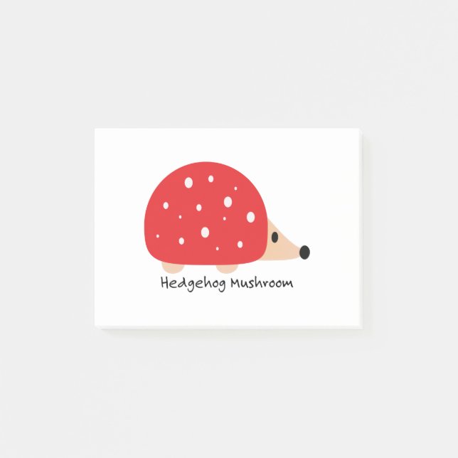Cute and Funny Hedgehog Mushroom Post-it Notes (Front)
