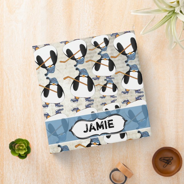 Cute and Funny Hockey Penguin Pattern Binder (In Situ)
