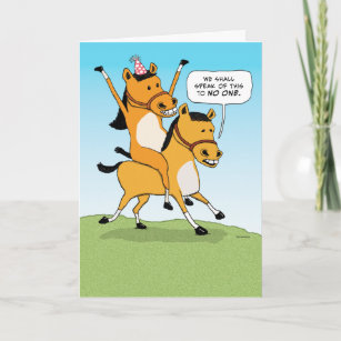 Cute and Funny Horse Riding Horse Birthday Card