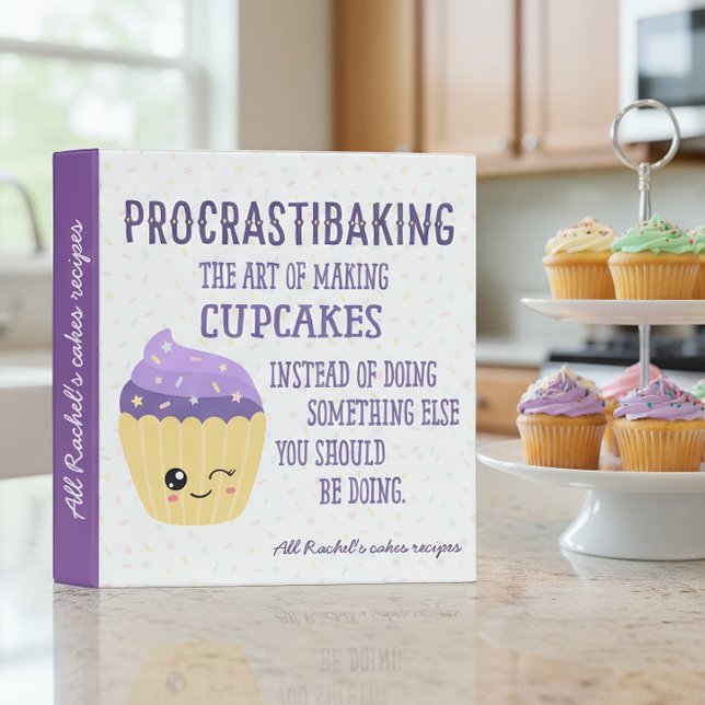Cute and Funny Kawaii Cupcake Procrastibaking Binder (Because you can't never have enough cupcake recipes!)