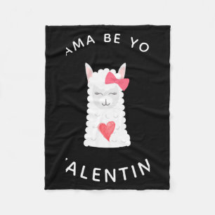 Cute And Funny Llama Valentines Day T Shirt Fleece Blanket
