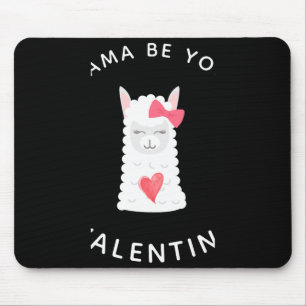 Cute And Funny Llama Valentines Day T Shirt Mouse Pad