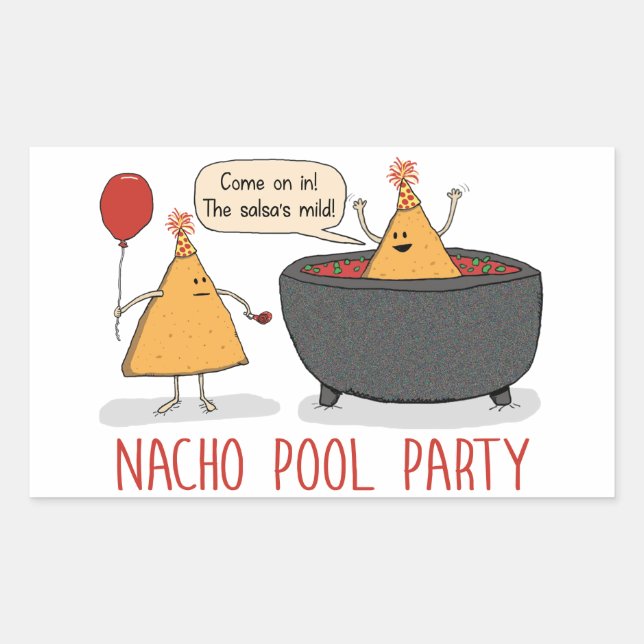 Cute and Funny Nacho Pool Party in Salsa Sticker (Front)