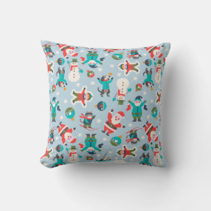 Cute and funny Non-Directional Christmas Ditsy Throw Pillow