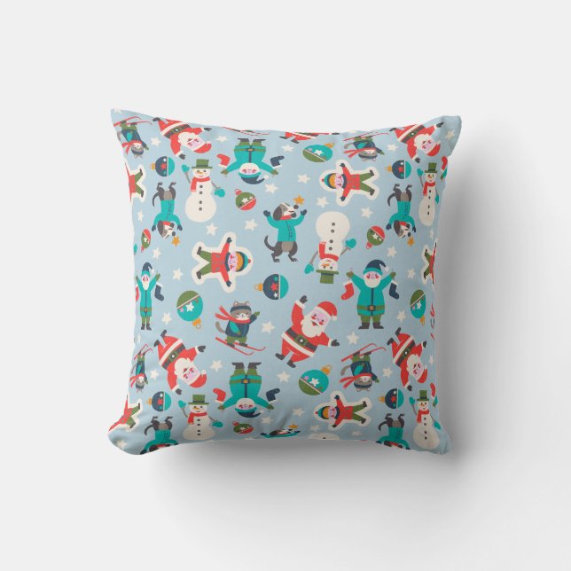 Cute and funny Non-Directional Christmas Ditsy Throw Pillow (Front)