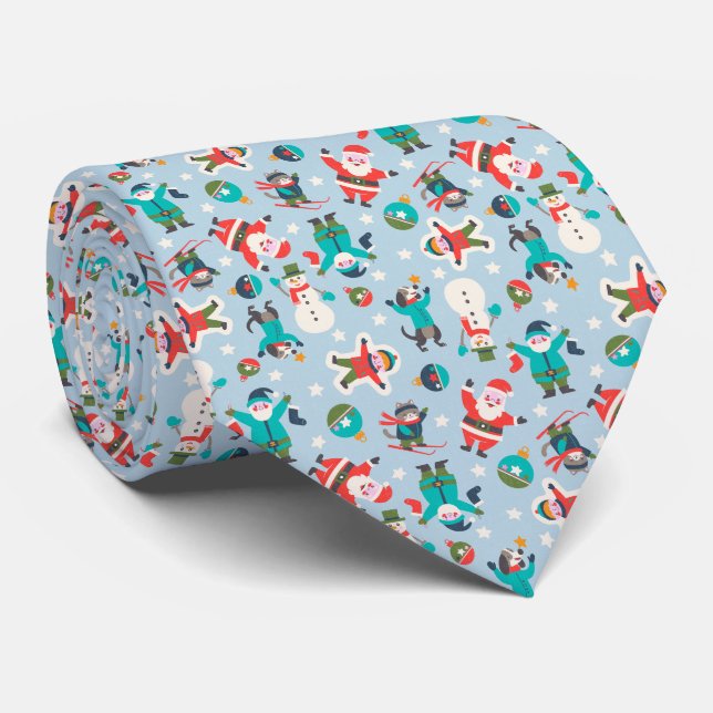 Cute and funny Non-Directional Christmas Ditsy Tie (Rolled)