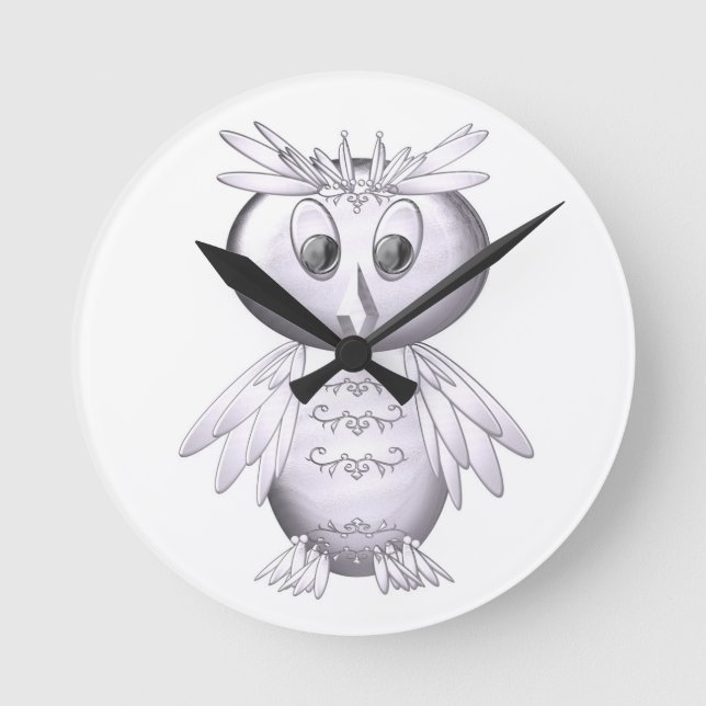 cute and funny owl pattern round clock (Front)