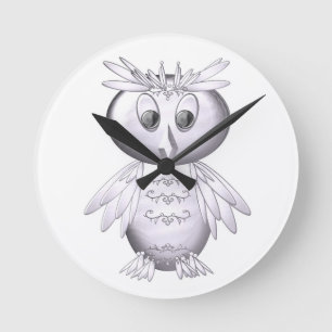 cute and funny owl pattern round clock
