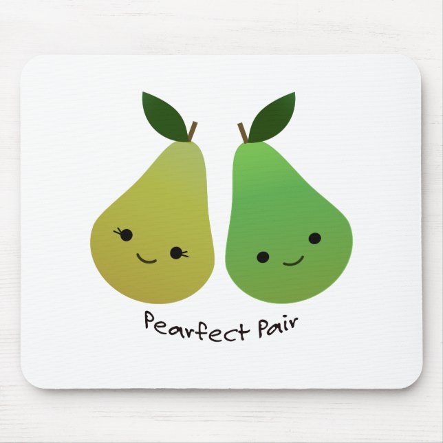 Cute and Funny Pearfect Pair Pears Mouse Pad (Front)