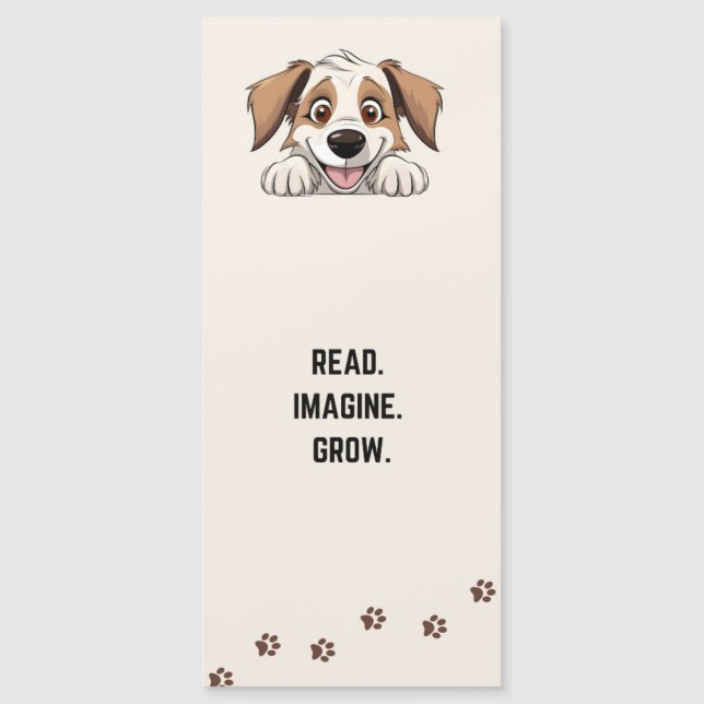 Cute and Funny peeking dog Bookmark with Quote (Front)