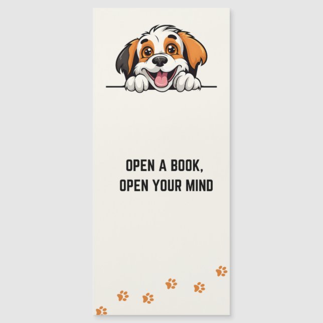 Cute and Funny peeking dog, bookmark with Quote (Front)