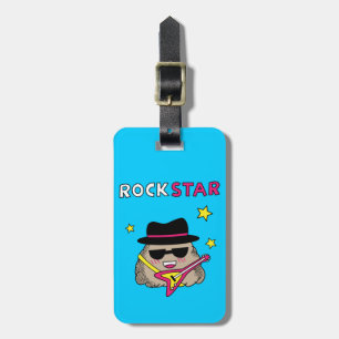 Cute and Funny Rock star with pink guitar Luggage Tag