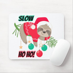 Cute and Funny Santa's Sloth Slow Ho Ho Mouse Pad