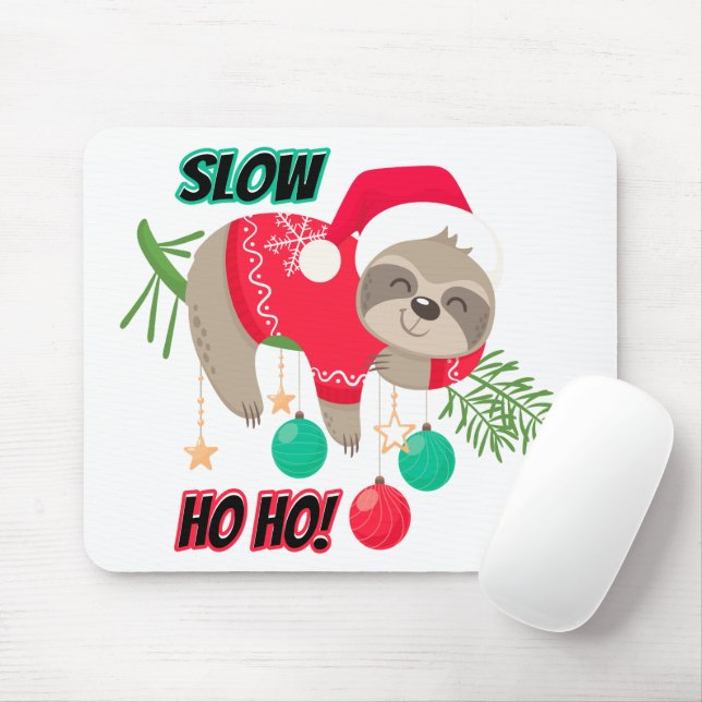 Cute and Funny Santa's Sloth Slow Ho Ho Mouse Pad (With Mouse)