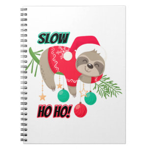Cute and Funny Santa's Sloth Slow Ho Ho Notebook