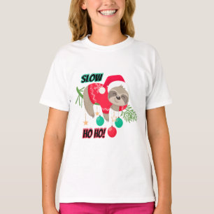 Cute and Funny Santa's Sloth Slow Ho Ho T-Shirt