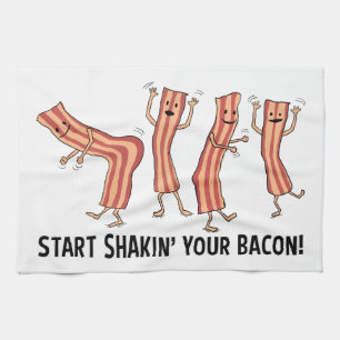 Cute and Funny Shakin Your Bacon Dancers Kitchen Towel