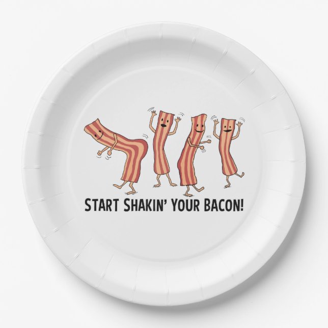 Cute and Funny Shakin Your Bacon Dancers Paper Plate (Front)