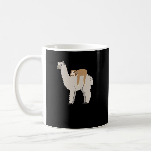 Cute and Funny Sleepy Sloth and Llama Coffee Mug (Left)