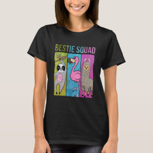 Cute and funny Sloth Flamingo Llama Bestie Squad T-Shirt