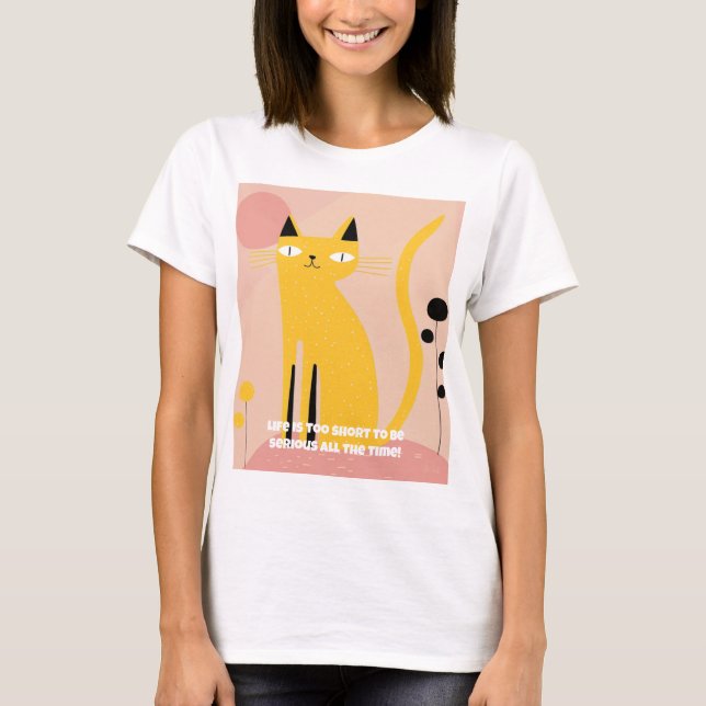 Cute and Funny Smiling Cat T-Shirt for Cat Lovers (Front)
