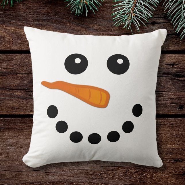 Cute and Funny Snowman Face Festive Pillow (Creator Uploaded)