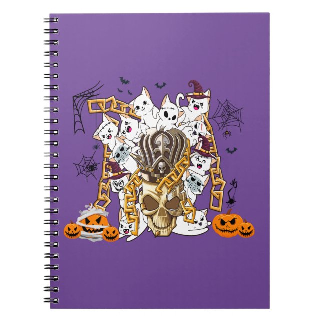 Cute and Funny Spooky Evil Cats Notebook (Front)