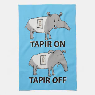 Cute and Funny Tapir On Tapir Off Kitchen Towel