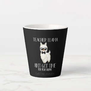 Cute and Funny Teacher Llama   Custom Name Latte Mug