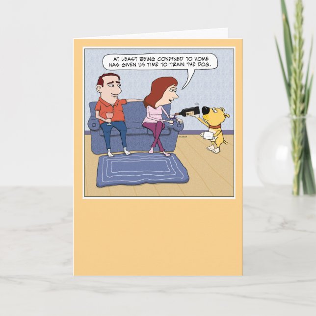 Cute and Funny Training Dog to Pour Wine Card (Front)