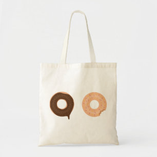 Cute and funny two doughnuts design tote bag