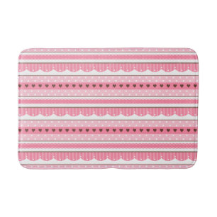 Cute and Girly Light Pink Pattern Design Bath Mat