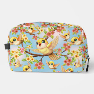 Cute and Happy Birds among Spring Flowers Dopp Kit