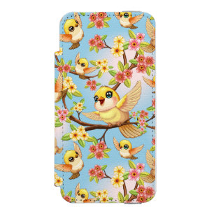 Cute and Happy Birds among Spring Flowers Incipio Watson™ iPhone 5 Wallet Case