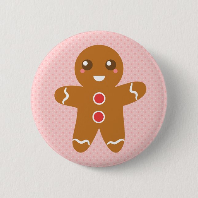 Cute and Happy Christmas gingerbread man 2 Inch Round Button (Front)