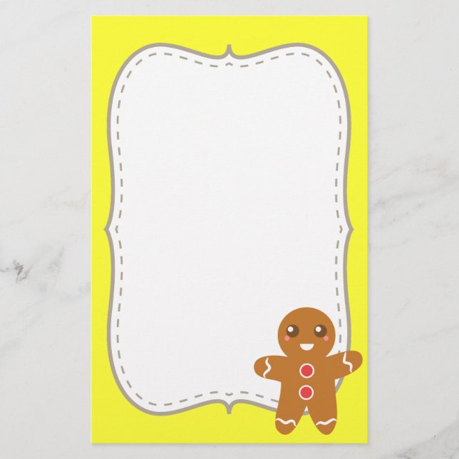 Cute and Happy Christmas gingerbread man Stationery (Front)