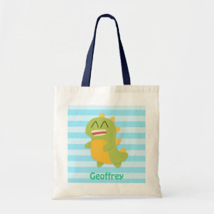 Cute and Happy Dinosaur Kids Personalized Tote Bag