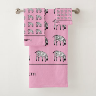 Cute and Happy Kenyan Zebra  Bath Towel Set