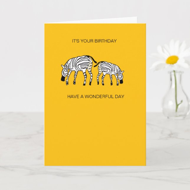 Cute and Happy Kenyan Zebras Birthday Card (Small Plant)