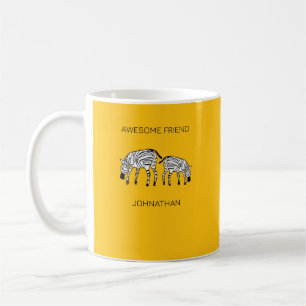 Cute and Happy Kenyan Zebras Yellow Coffee Mug