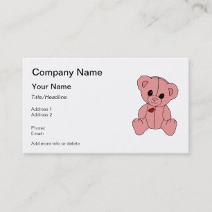 Cute and Happy Pink Teddy Bear Business Card