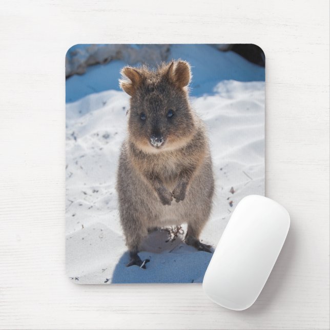 Cute and happy Quokka on the beach vertical Mouse Pad (With Mouse)