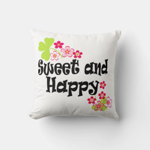 Cute and happy throw pillow