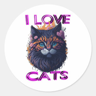 Cute and lovely cat s5 classic round sticker