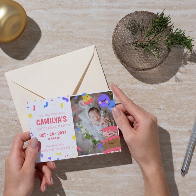 Cute and Magical Birthday Invitation with Photo (Cute & Magical Birthday Invitation with Photo)