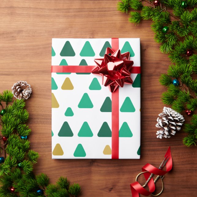 Cute and Minimalistic Green and Golden Woods Wrapping Paper (Holiday Gift)