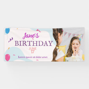 Cute and Modern Birthday Party Horizontal Banner