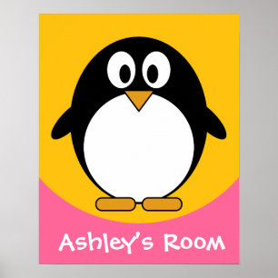 Cute and Modern Cartoon Penguin Poster